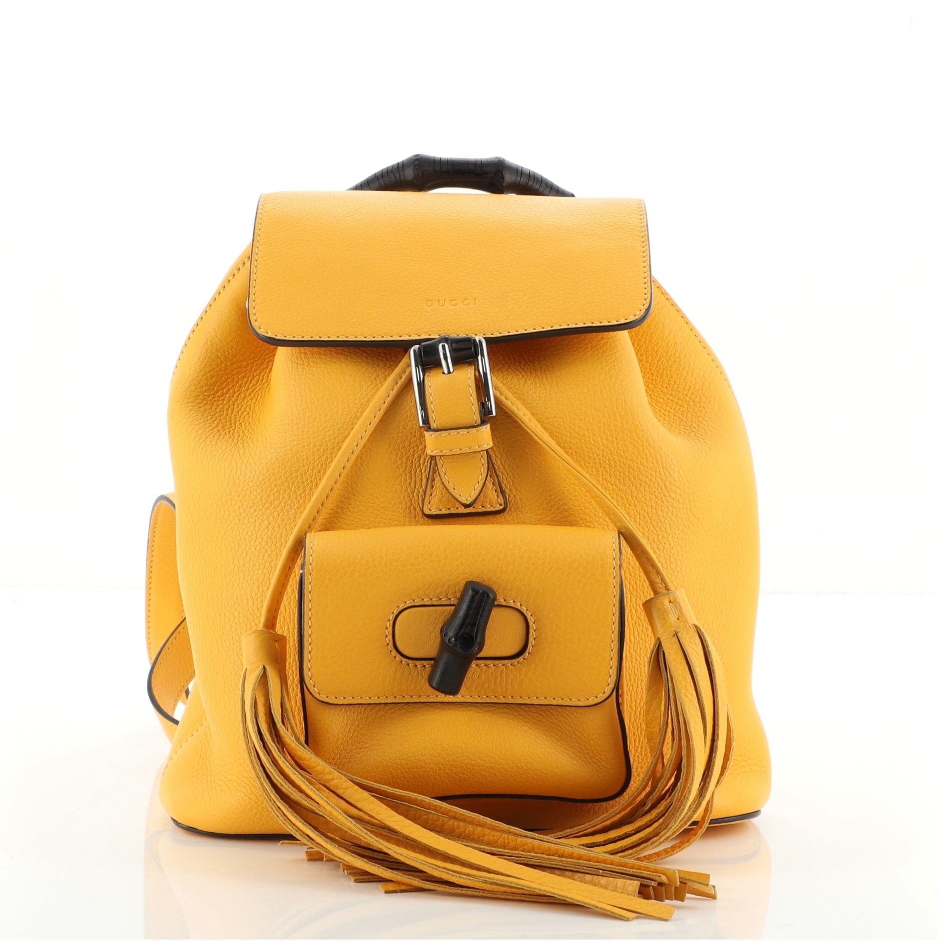 Bamboo Tassel Backpack Leather Mini