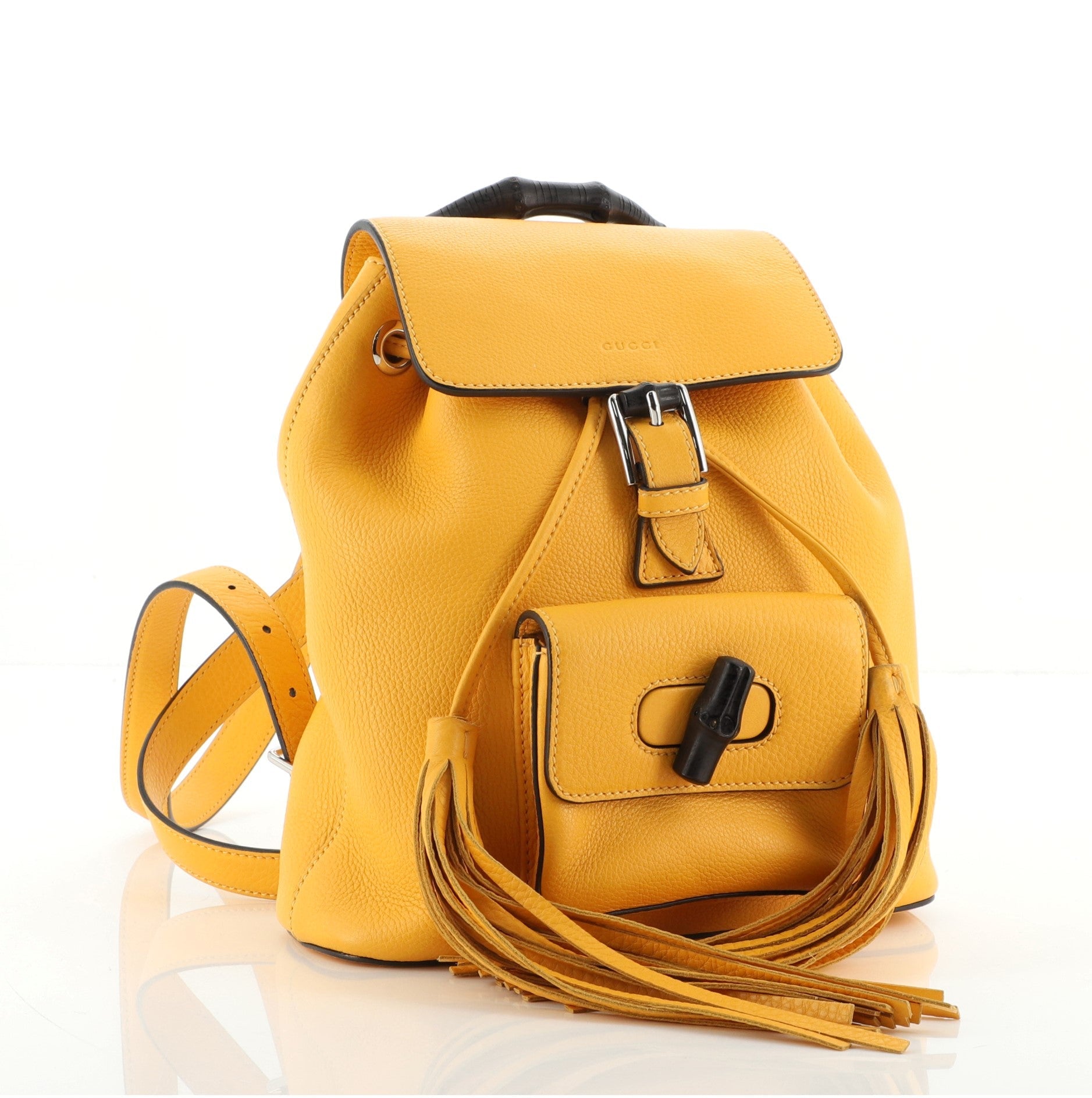 Bamboo Tassel Backpack Leather Mini