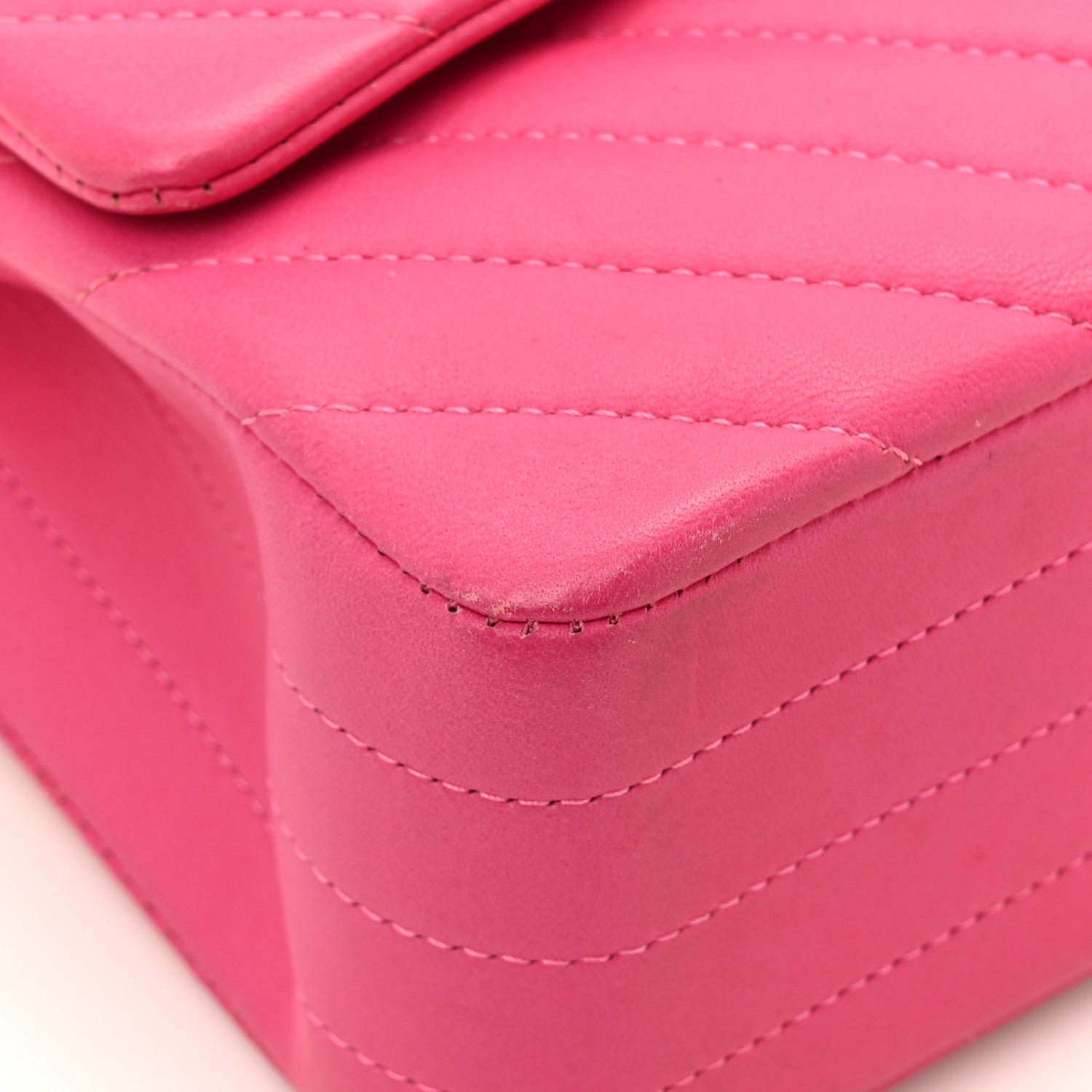 Lambskin Chevron Quilted Medium Double Flap Pink