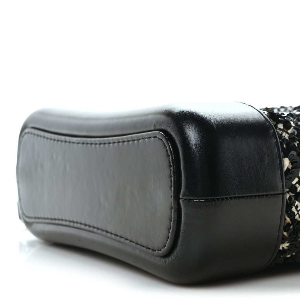 Tweed Sequin Calfskin Small Gabrielle Hobo Beige Black