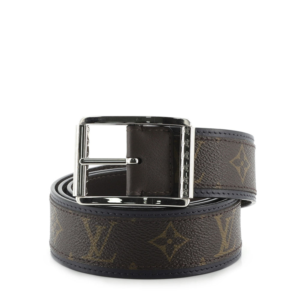 Reverso Reversible Belt Macassar Monogram Canvas and Leather Wide 100
