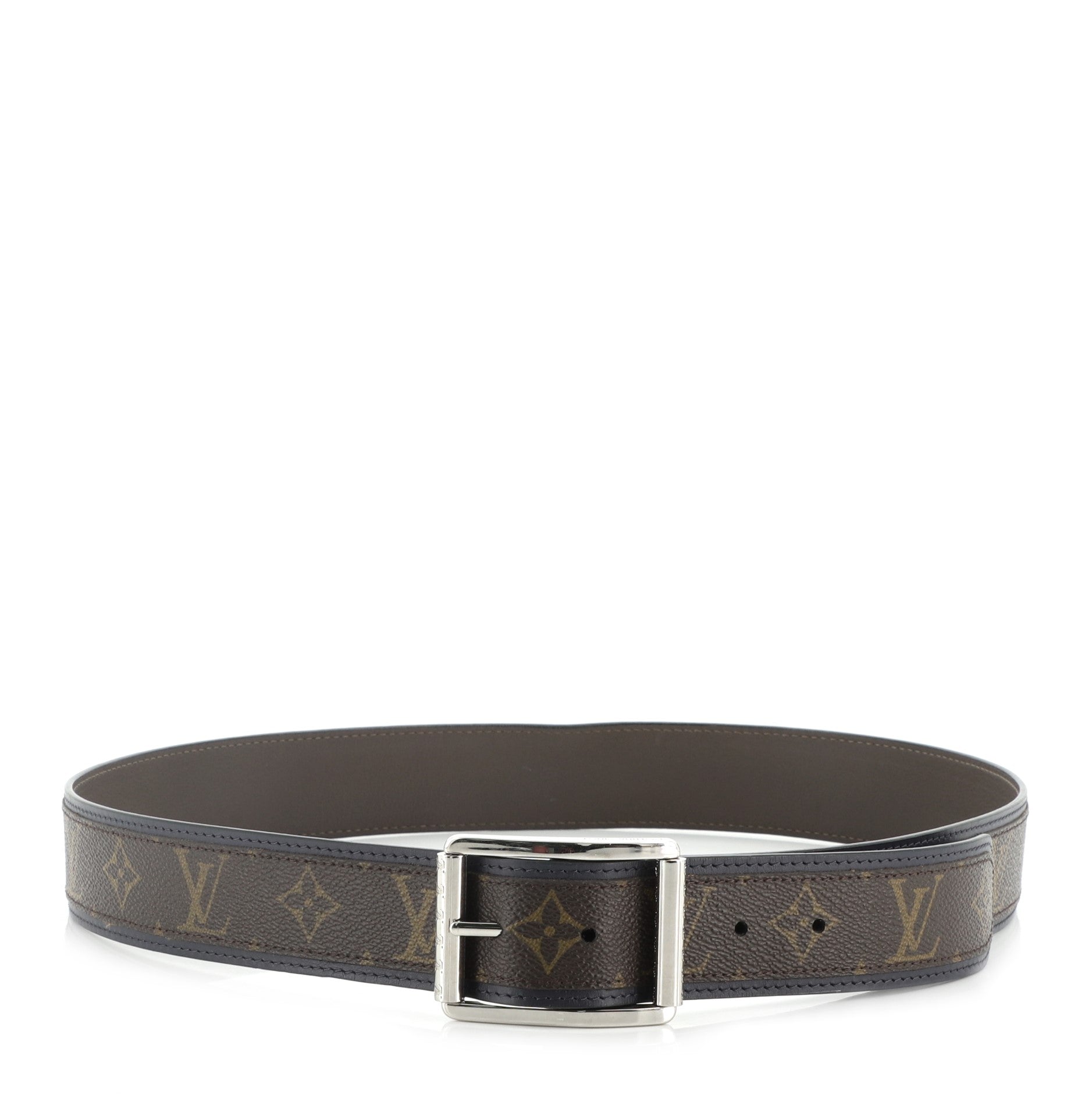 Reverso Reversible Belt Macassar Monogram Canvas and Leather Wide 100