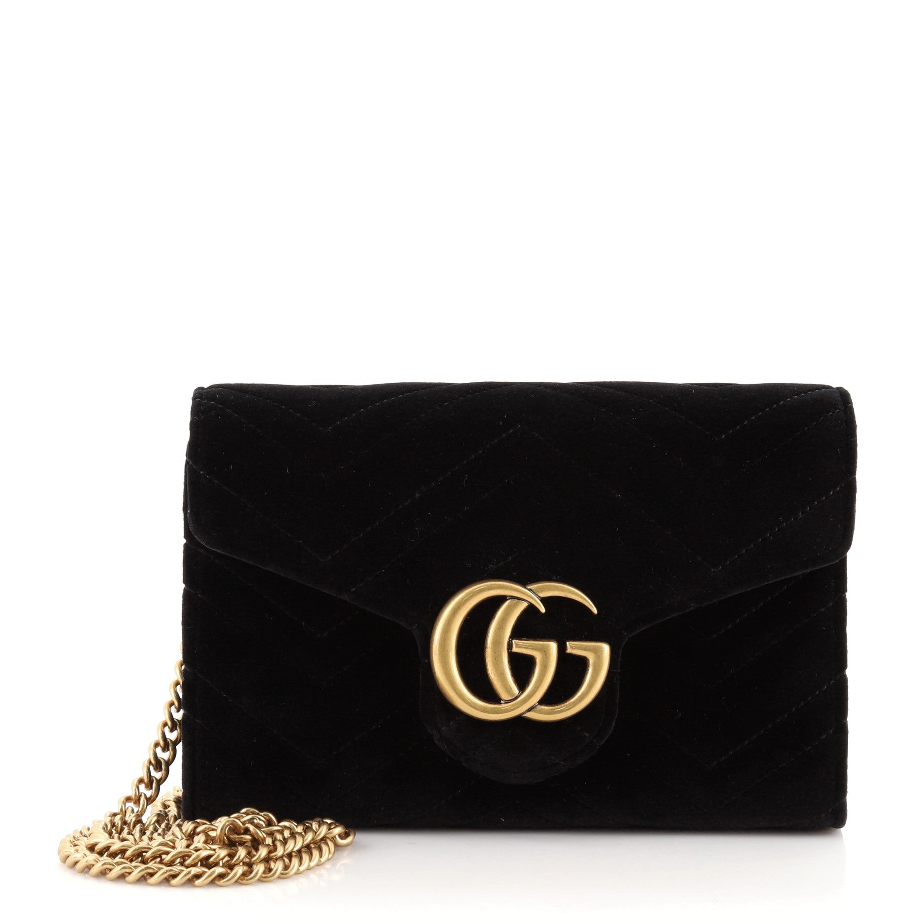 GG Marmont Chain Wallet Matelasse Velvet Mini