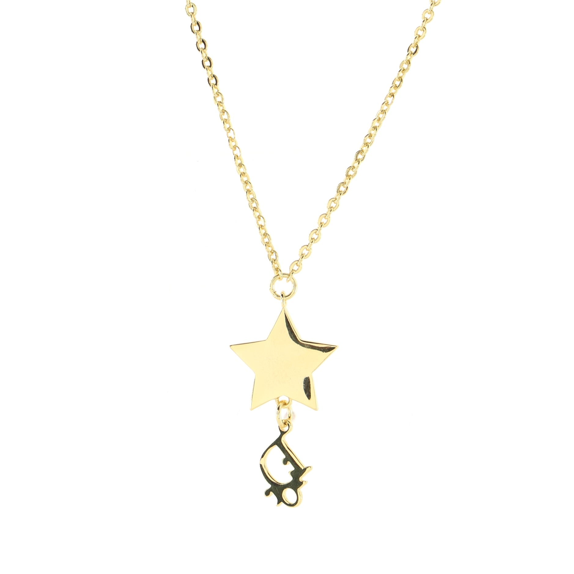Star Logo Dangling Necklace Metal with Enamel