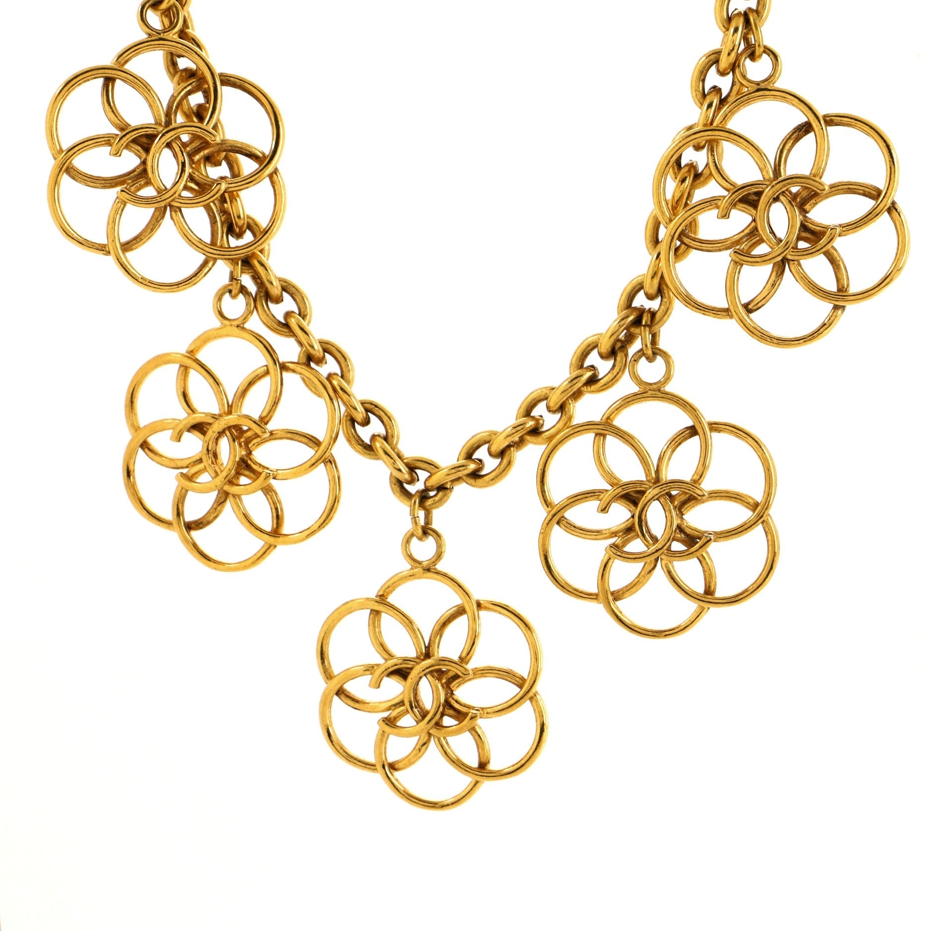 Circle Flower Dangling Necklace Metal