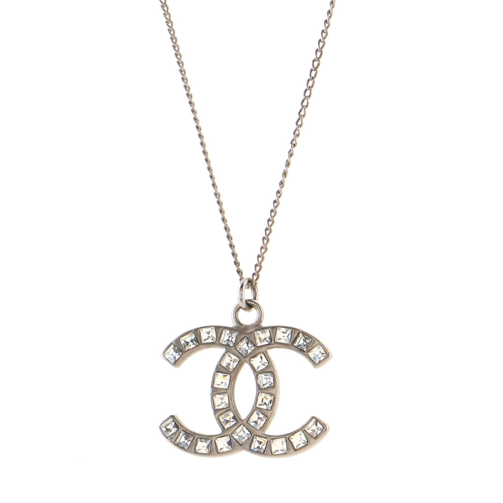 CC Pendant Necklace Metal with Crystals