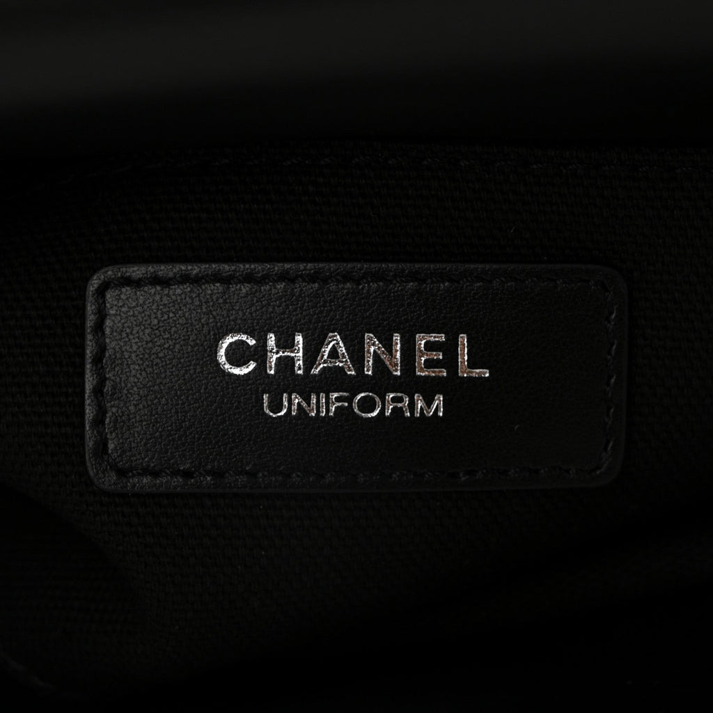 Calfskin Quilted CC Uniform Flap Belt Bag Black