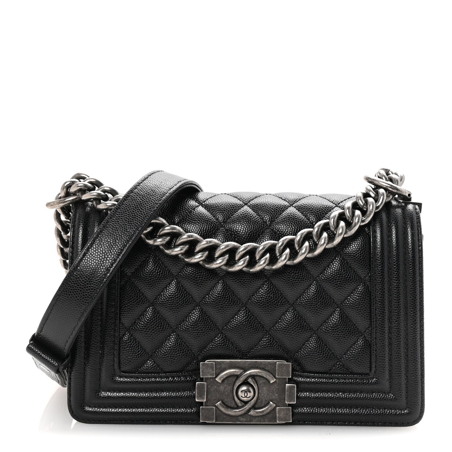 Caviar Quilted Small Boy Flap Black