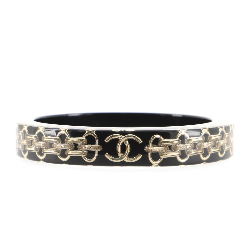 CC Bangle Bracelet Resin with Chain Detail Narrow