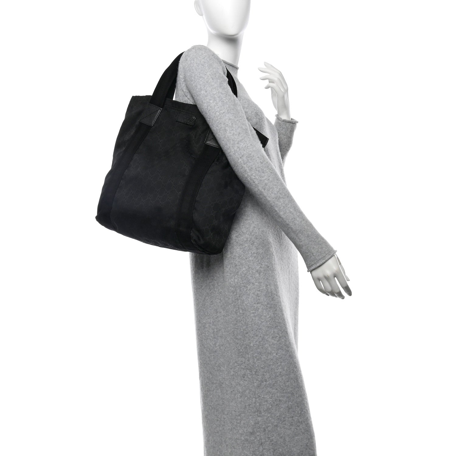 GG Monogram Medium Handle Vertical Tote Black
