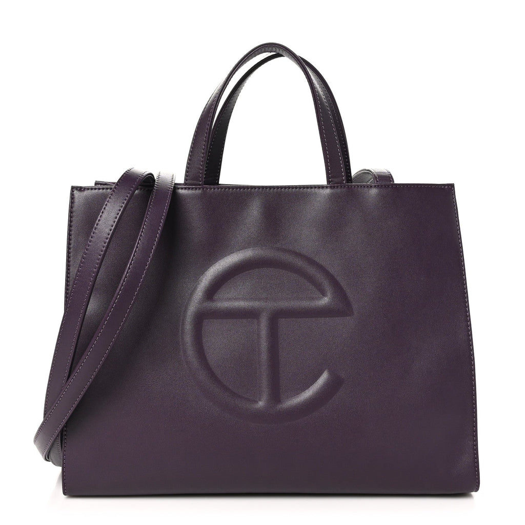 Vegan Leather Medium Shopping Bag Eggplant