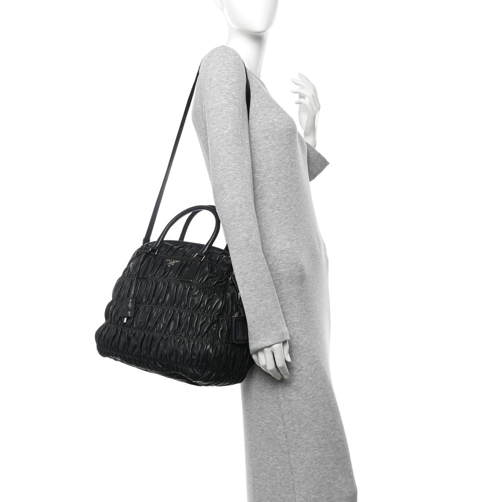 Nappa Gaufre Double Zip Tote Black