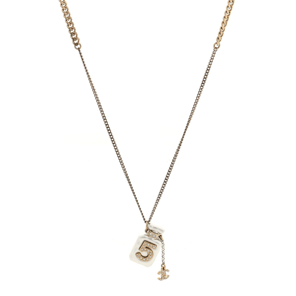 Resin Crystal CC No 5 Perfume Bottle Necklace