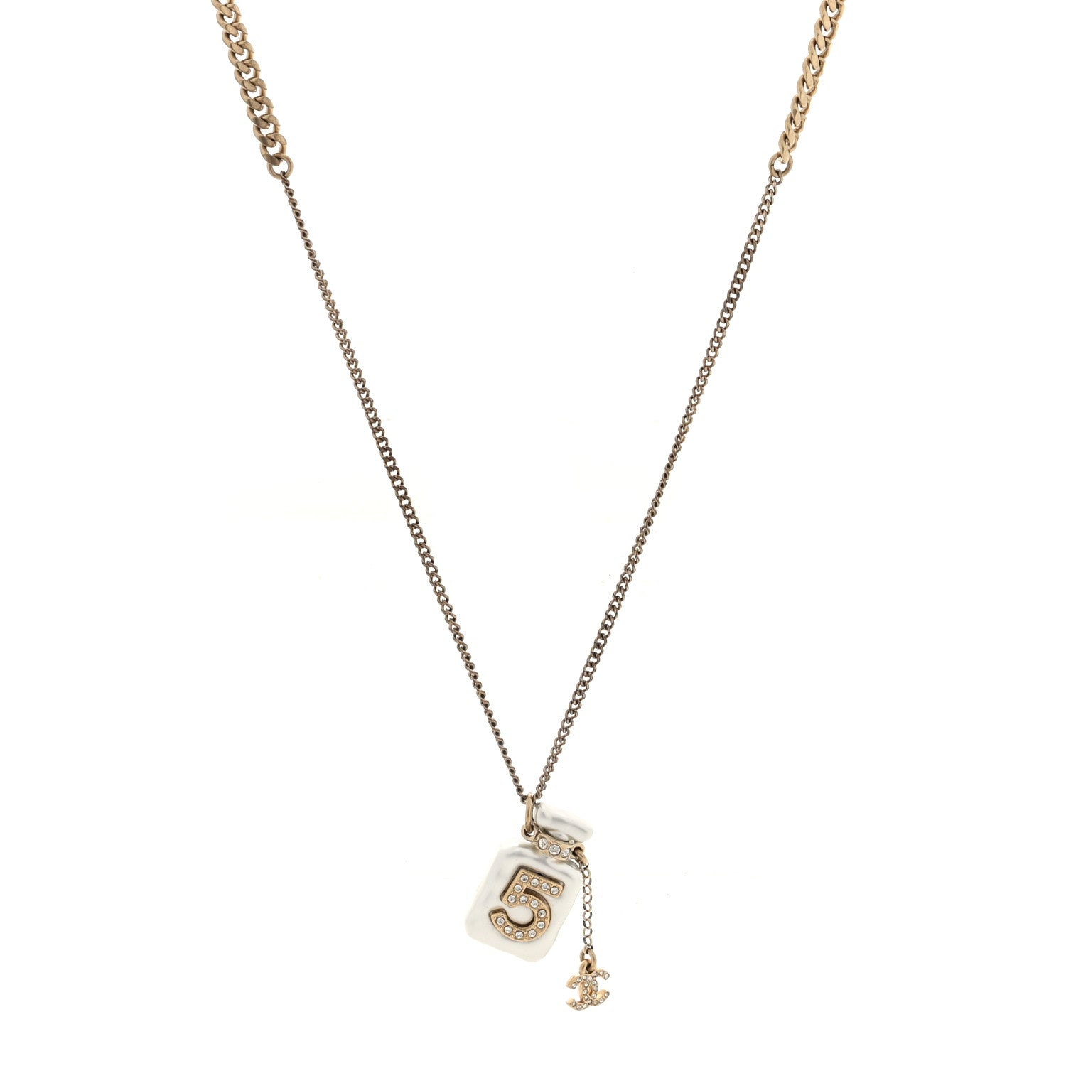 Resin Crystal CC No 5 Perfume Bottle Necklace