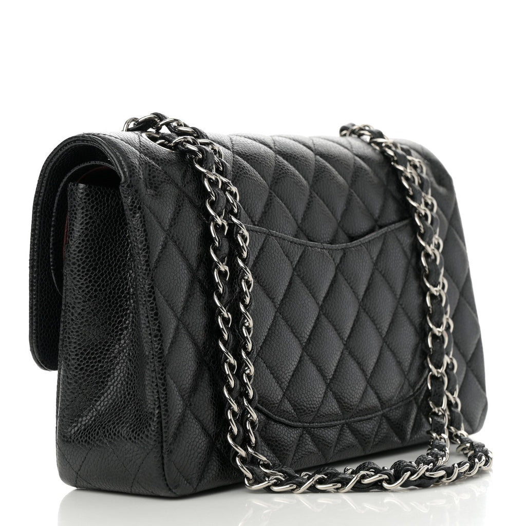 Caviar Quilted Medium Double Flap Black