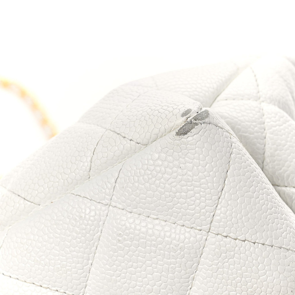 Caviar Quilted Shopper Tote White