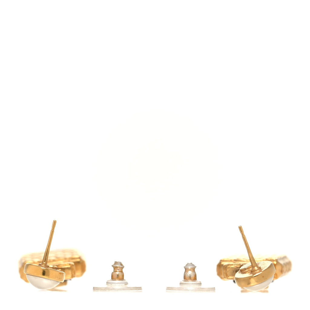 Crystal Pearl CC Perfume Bottle Drop Earrings Gold