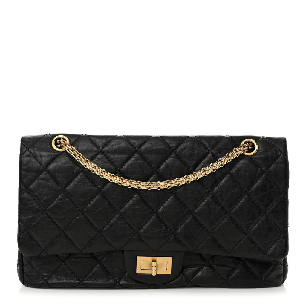 Aged Calfskin Quilted 2.55 Reissue 227 Flap Black