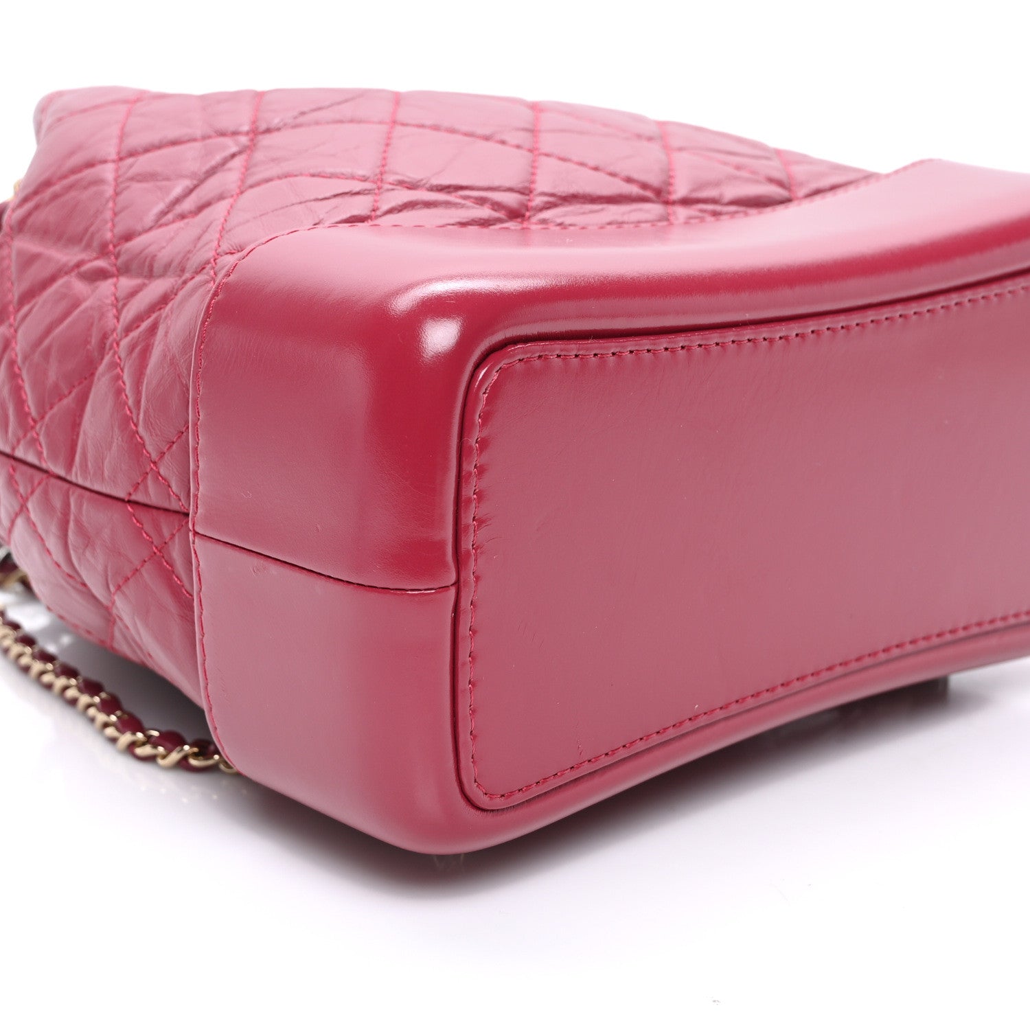 Aged Calfskin Quilted Small Gabrielle Backpack Dark Pink