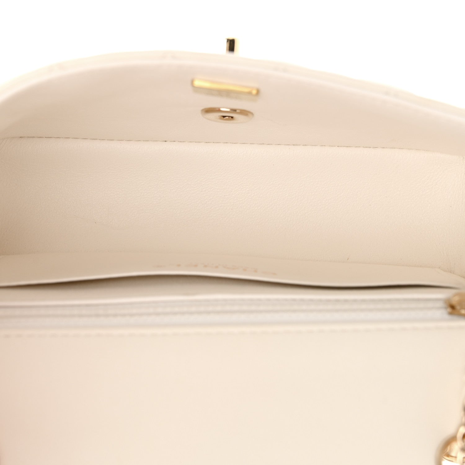 Lambskin Quilted Mini Rectangular Flap White