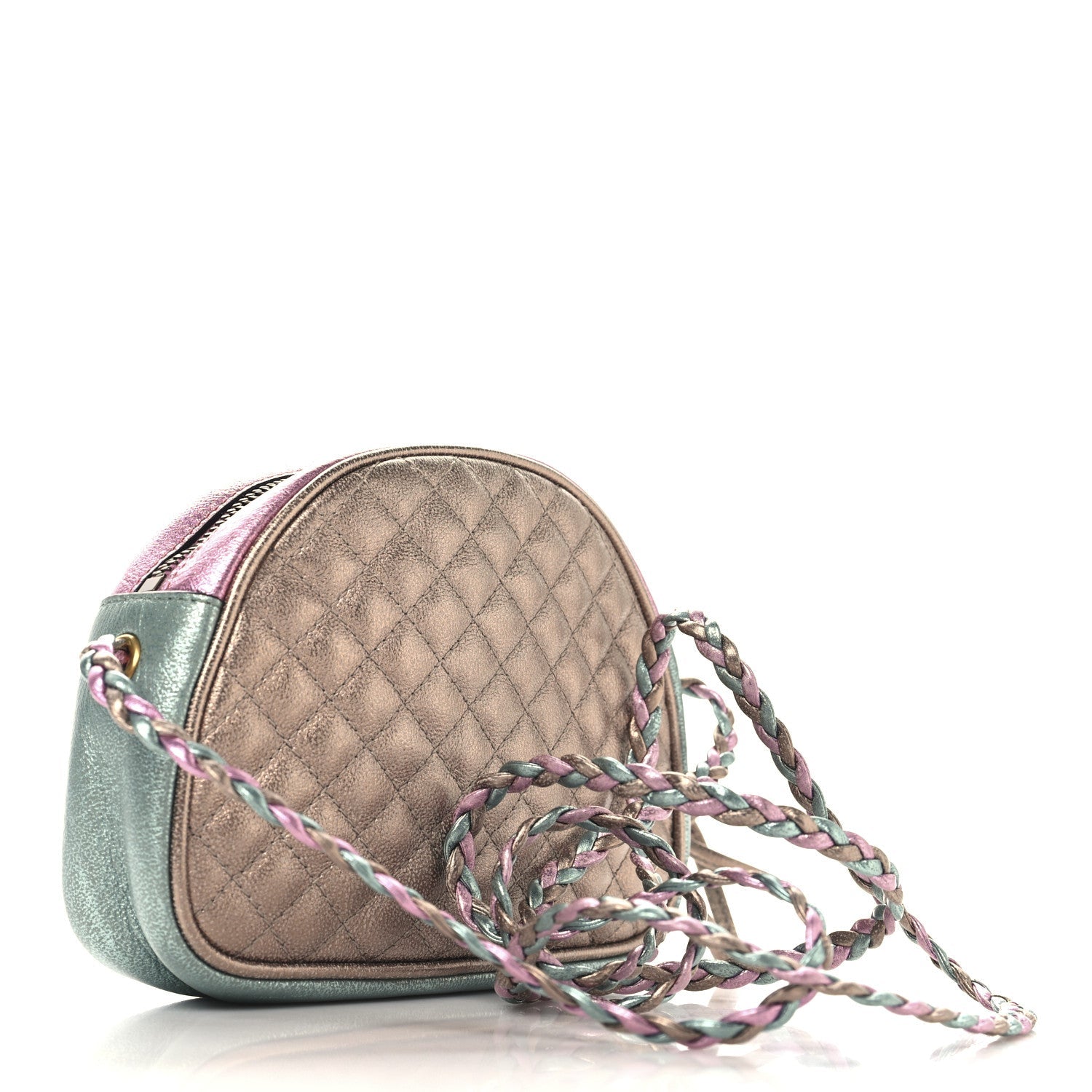 Laminated Nappa Trapuntata Mini Zumi Dome Shoulder Bag Rosa Lago Rame