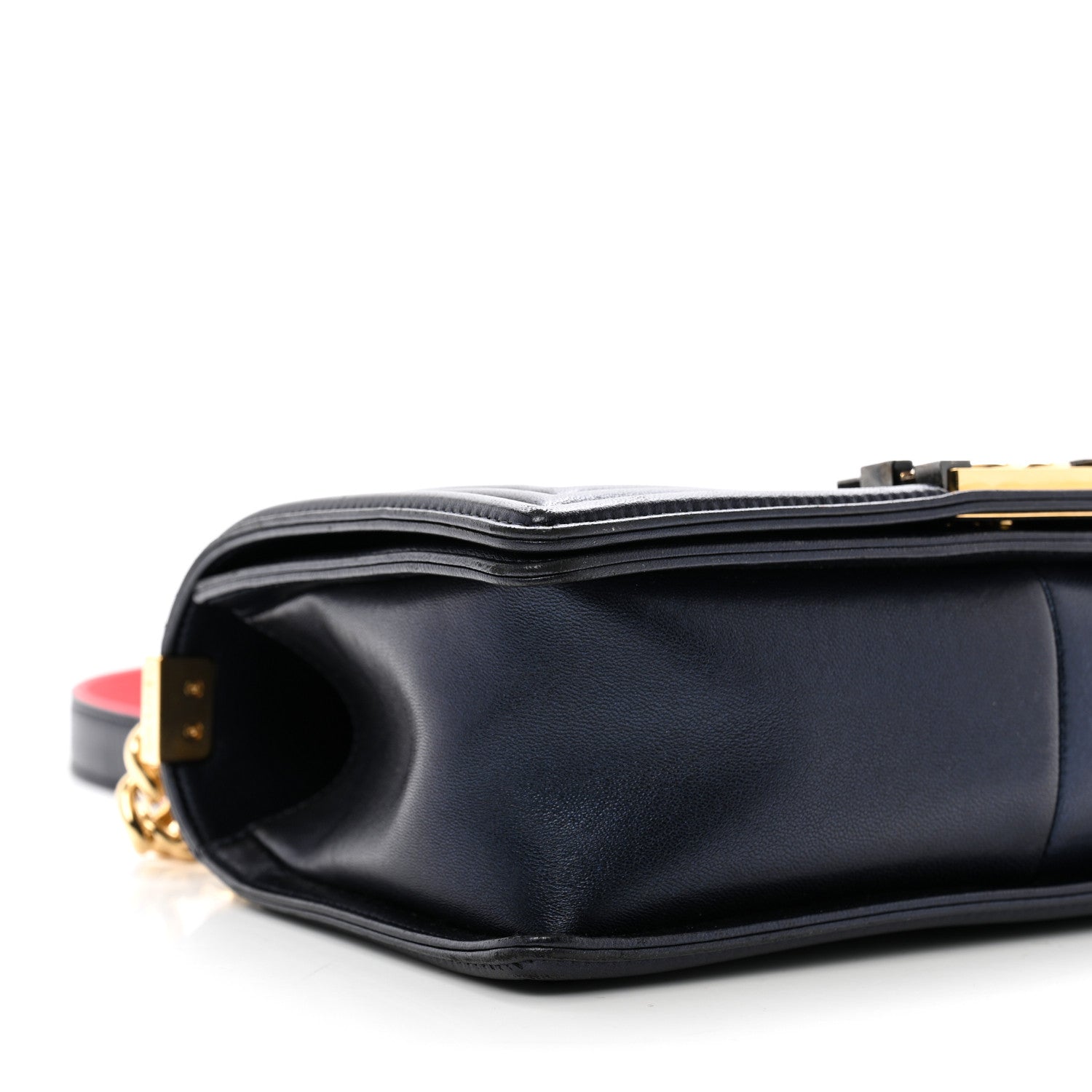 Lambskin Embossed Medium Boy Cube Flap Navy