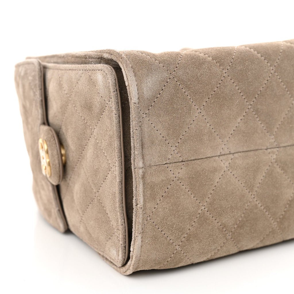 Suede Quilted Small Chanel 25 Handbag Dark Grey