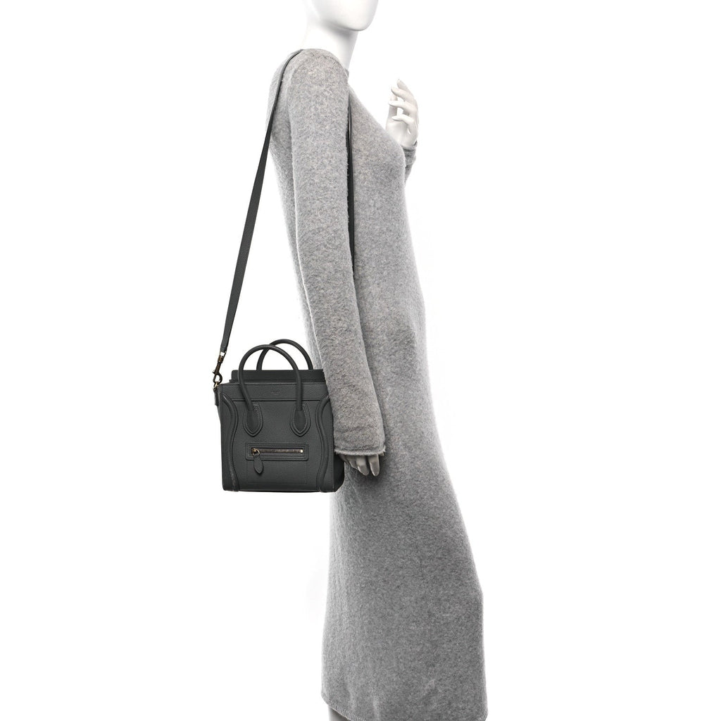 Baby Drummed Calfskin Nano Luggage Kohl