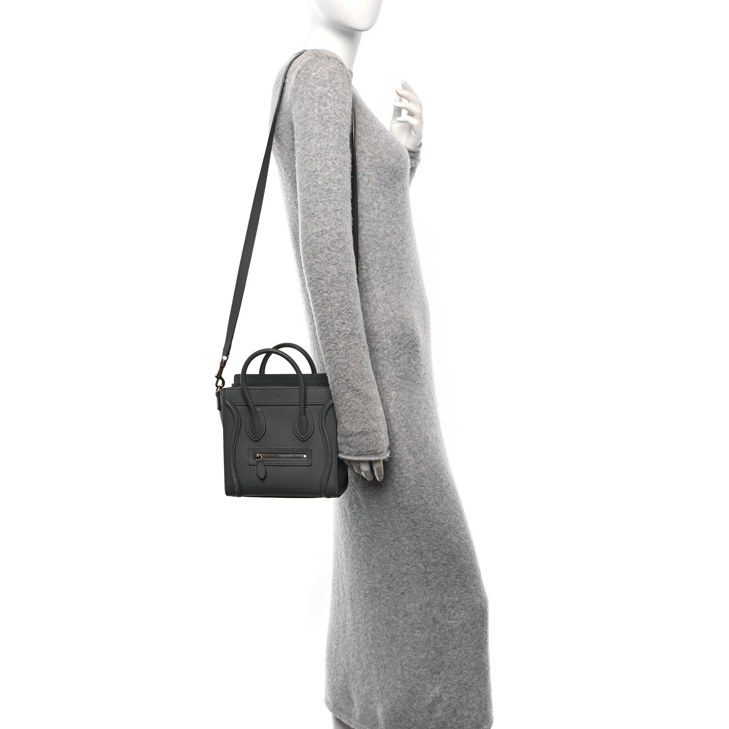 Baby Drummed Calfskin Nano Luggage Kohl