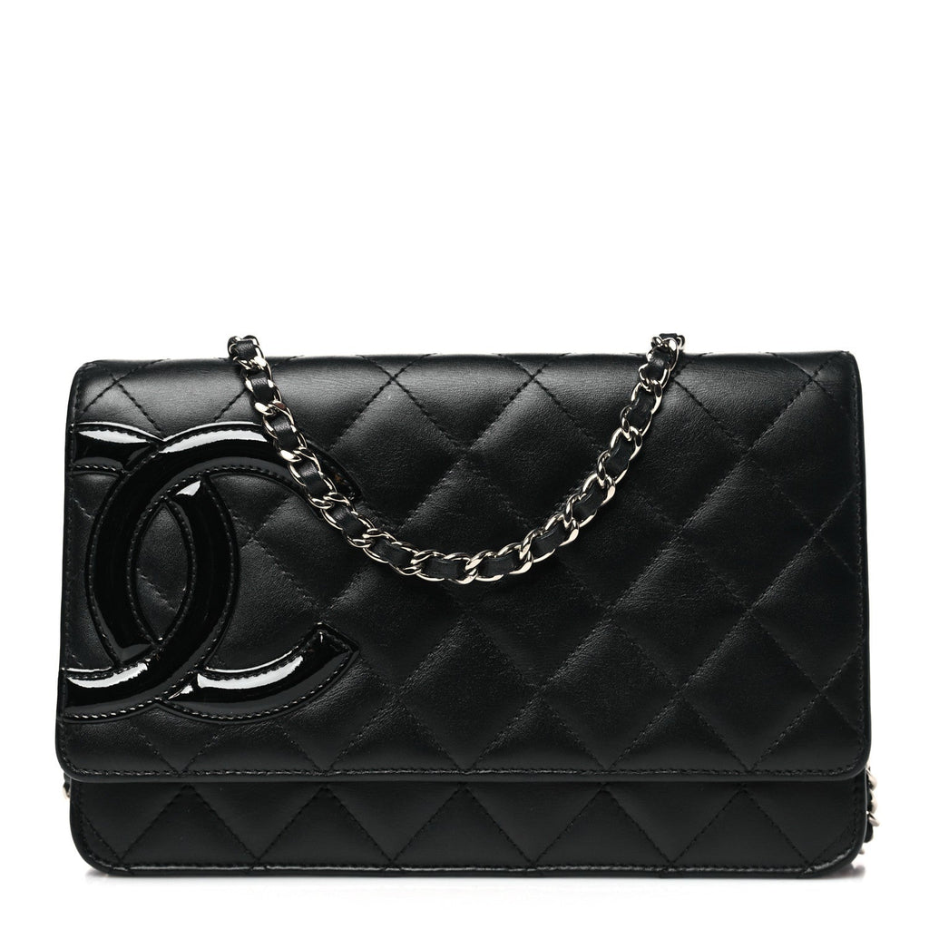 Calfskin Quilted Cambon Wallet on Chain WOC Black
