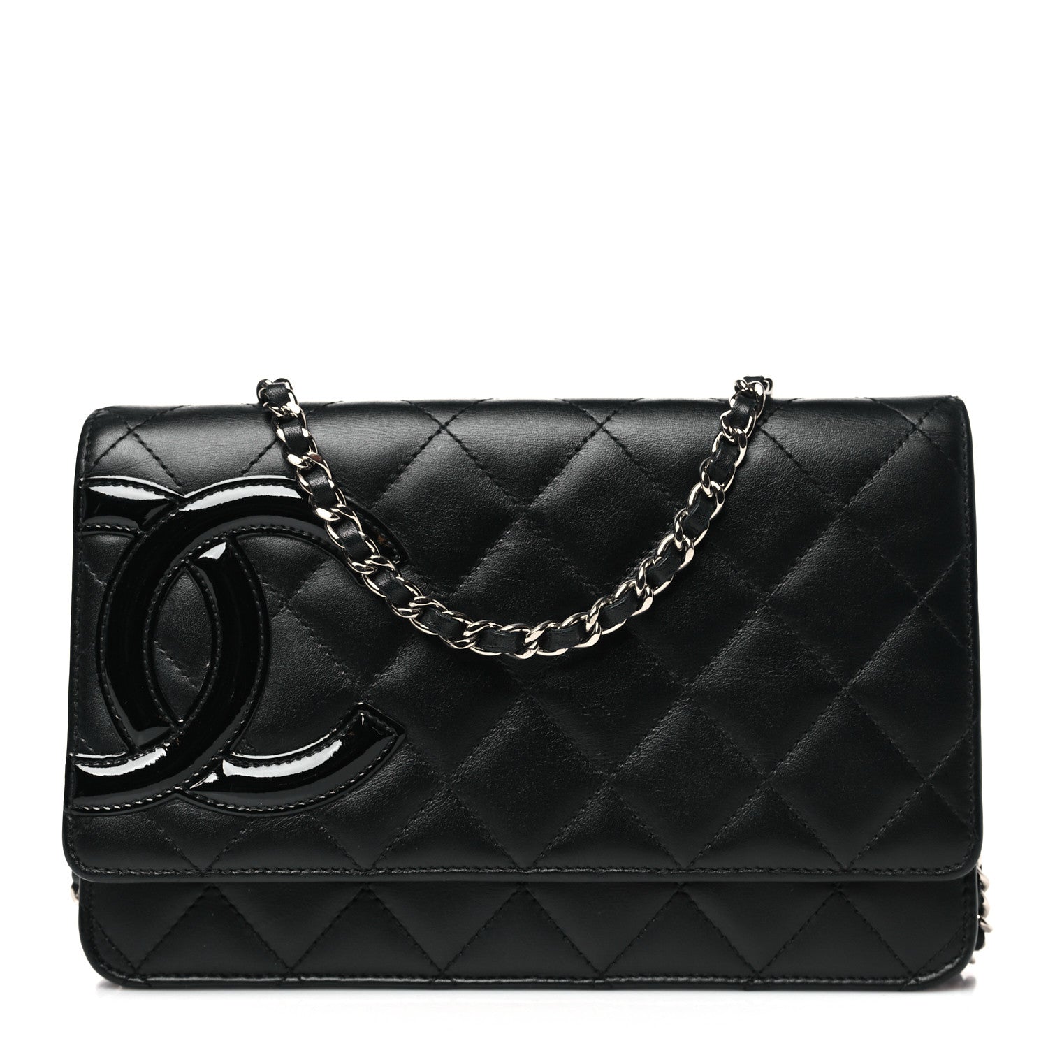 Calfskin Quilted Cambon Wallet on Chain WOC Black