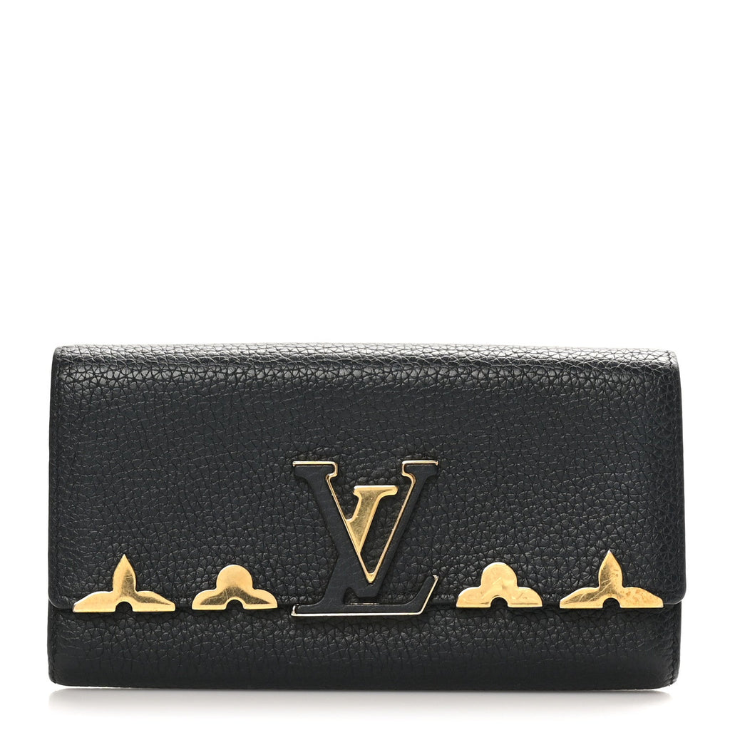 Taurillon Embellished Capucines Long Wallet Black