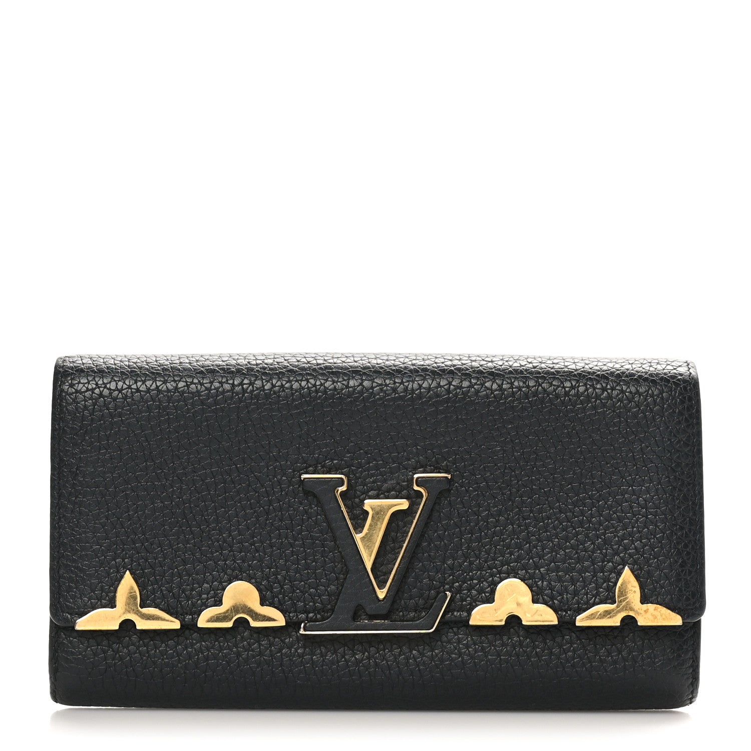 Taurillon Embellished Capucines Long Wallet Black