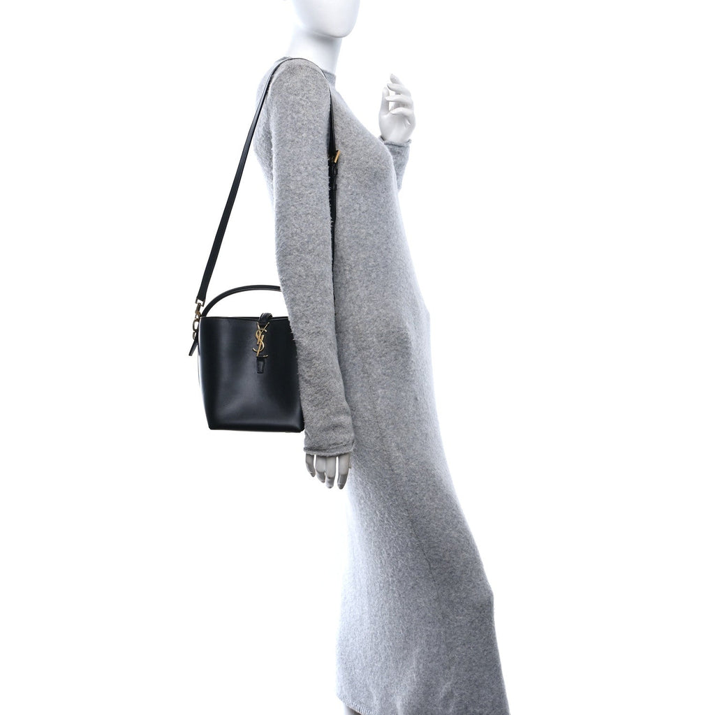 Shiny Calfskin Le 37 Mini Bucket Bag Black