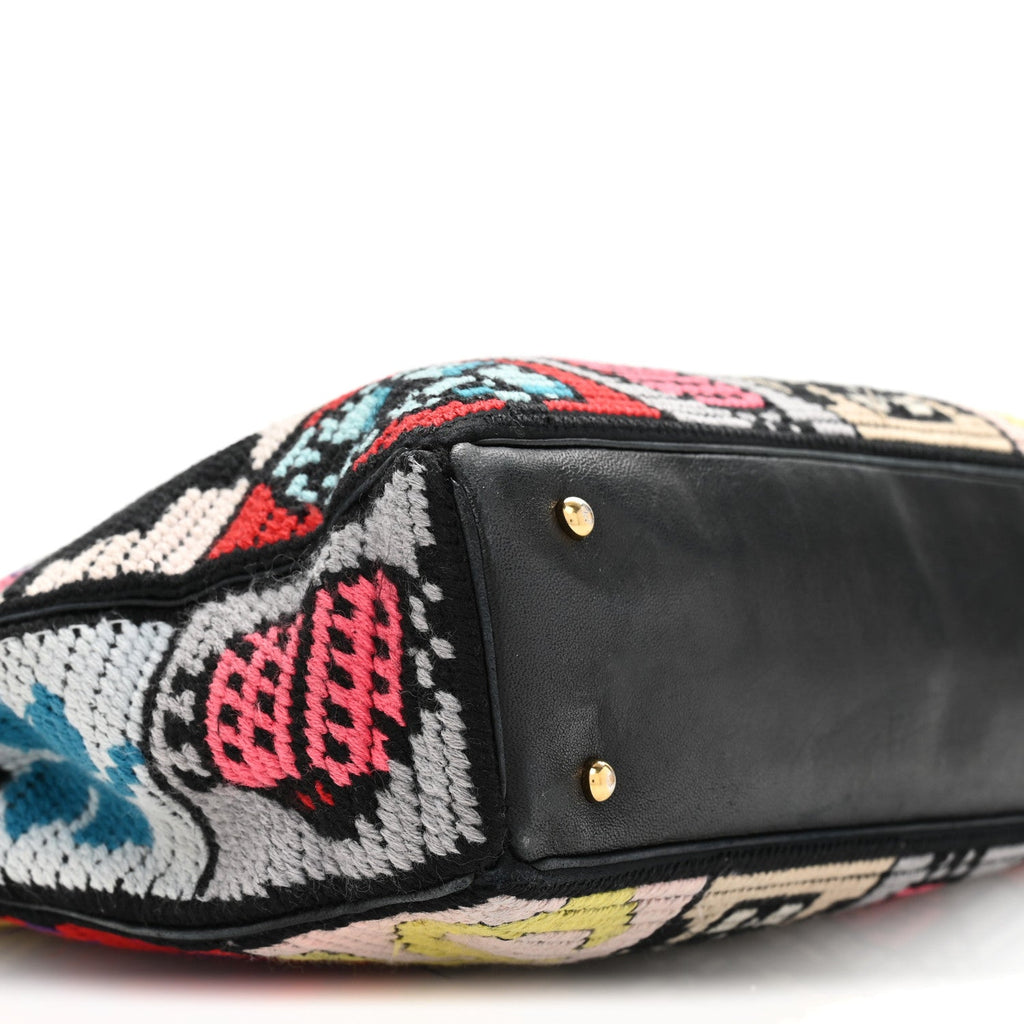 Needlepoint Precious Symbols Shoulder Bag Black