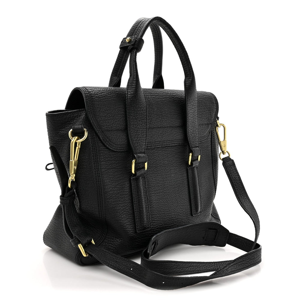 Textured Calfskin Medium Pashli Satchel Black