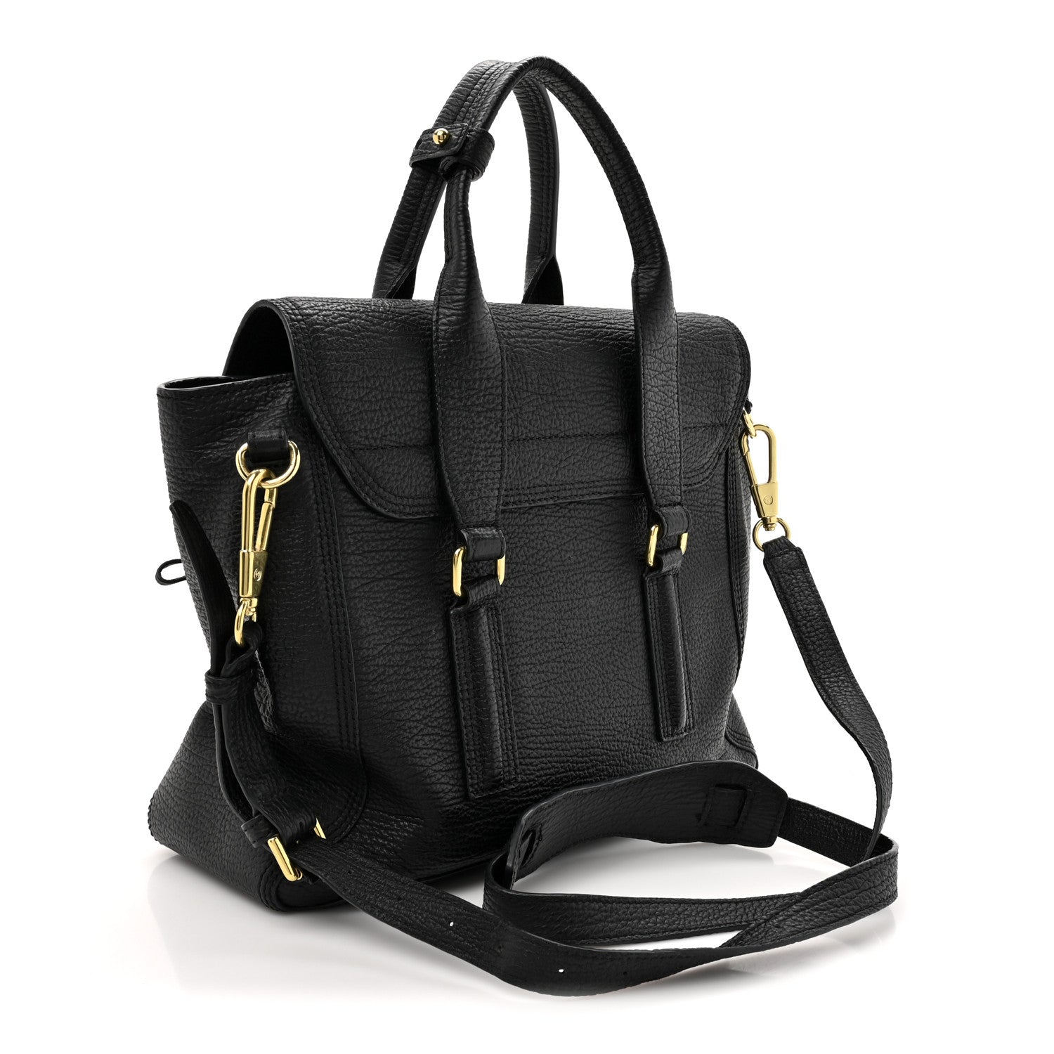 Textured Calfskin Medium Pashli Satchel Black