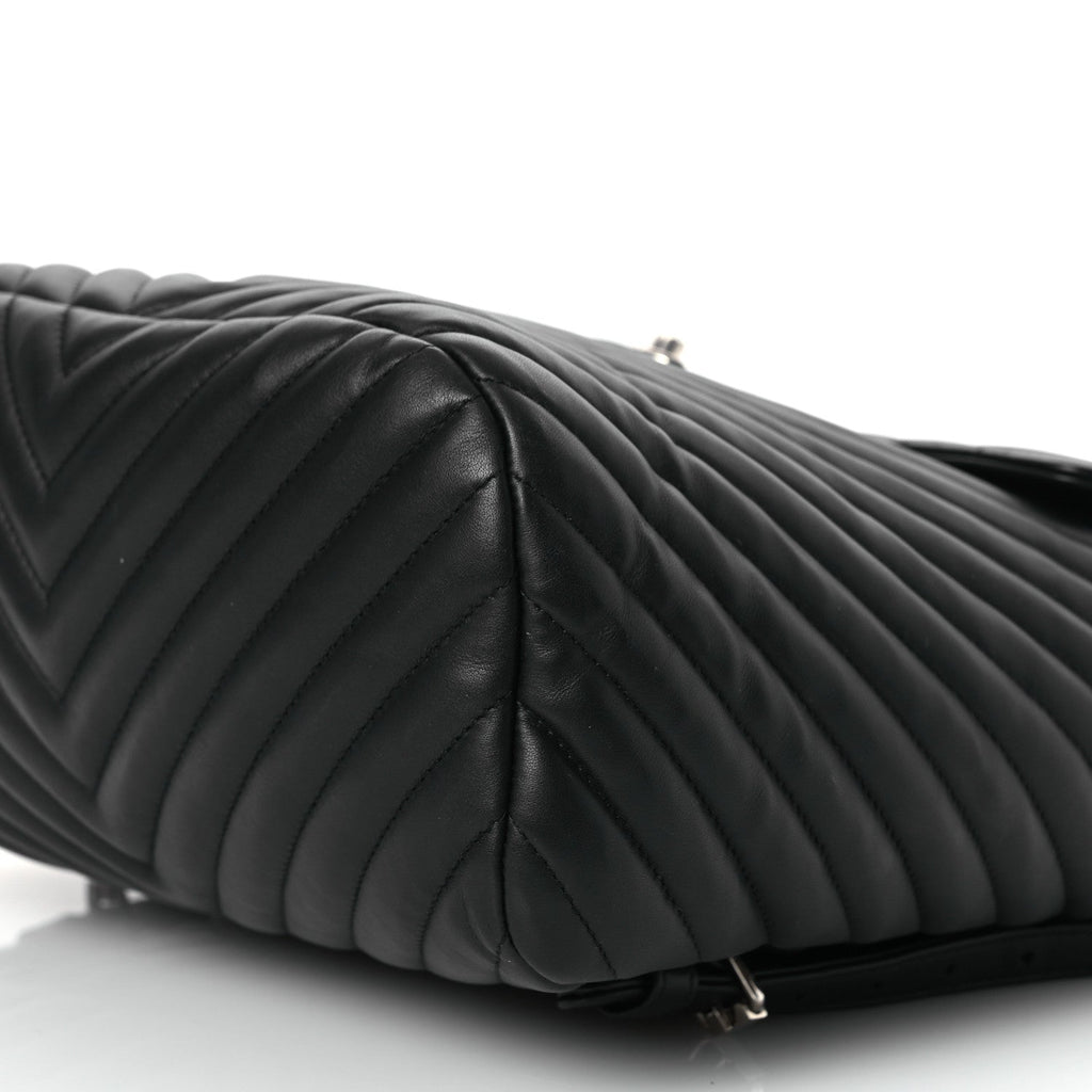 Calfskin Chevron Quilted Large Urban Spirit Backpack Black