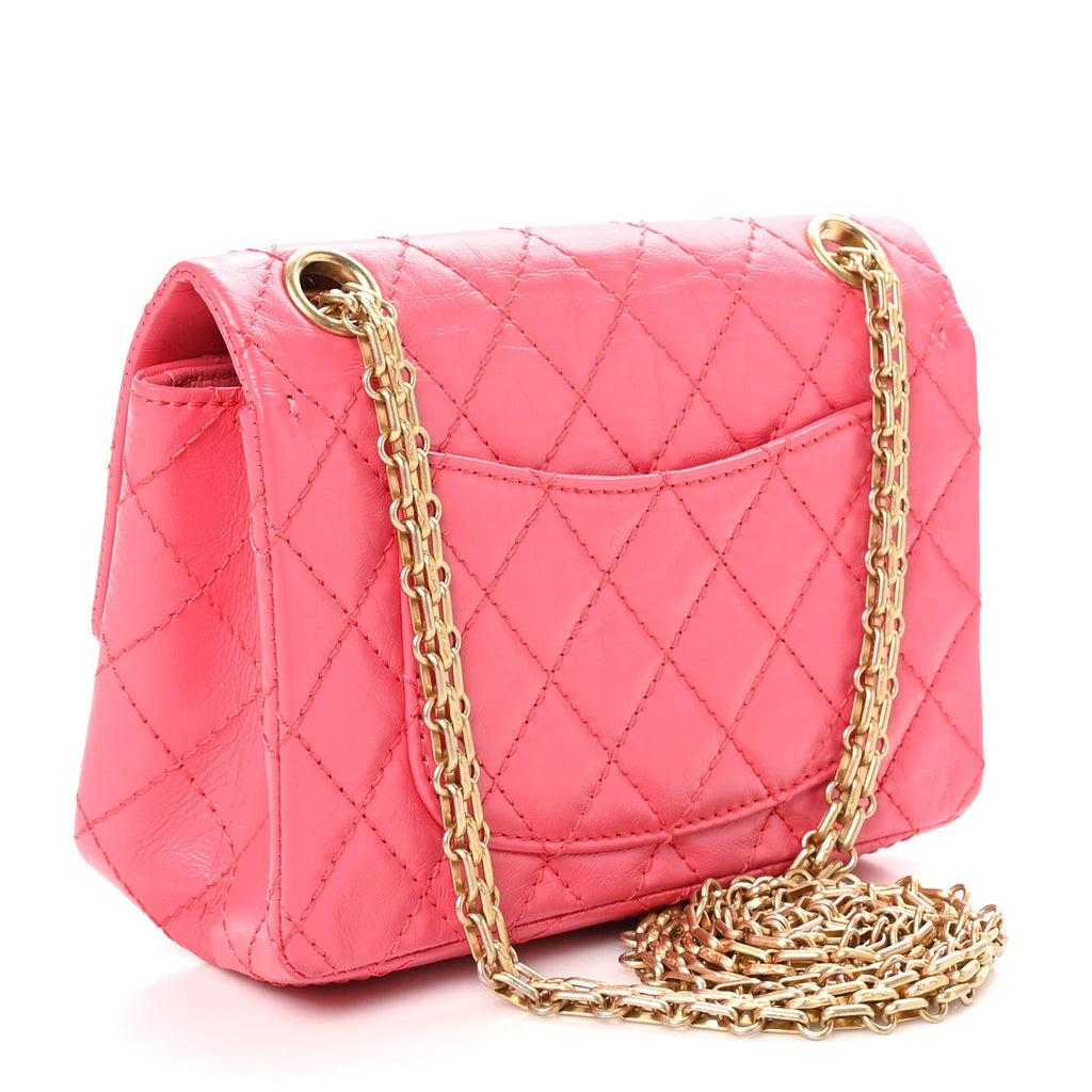 Aged Calfskin Quilted 2.55 Reissue Mini Flap Pink