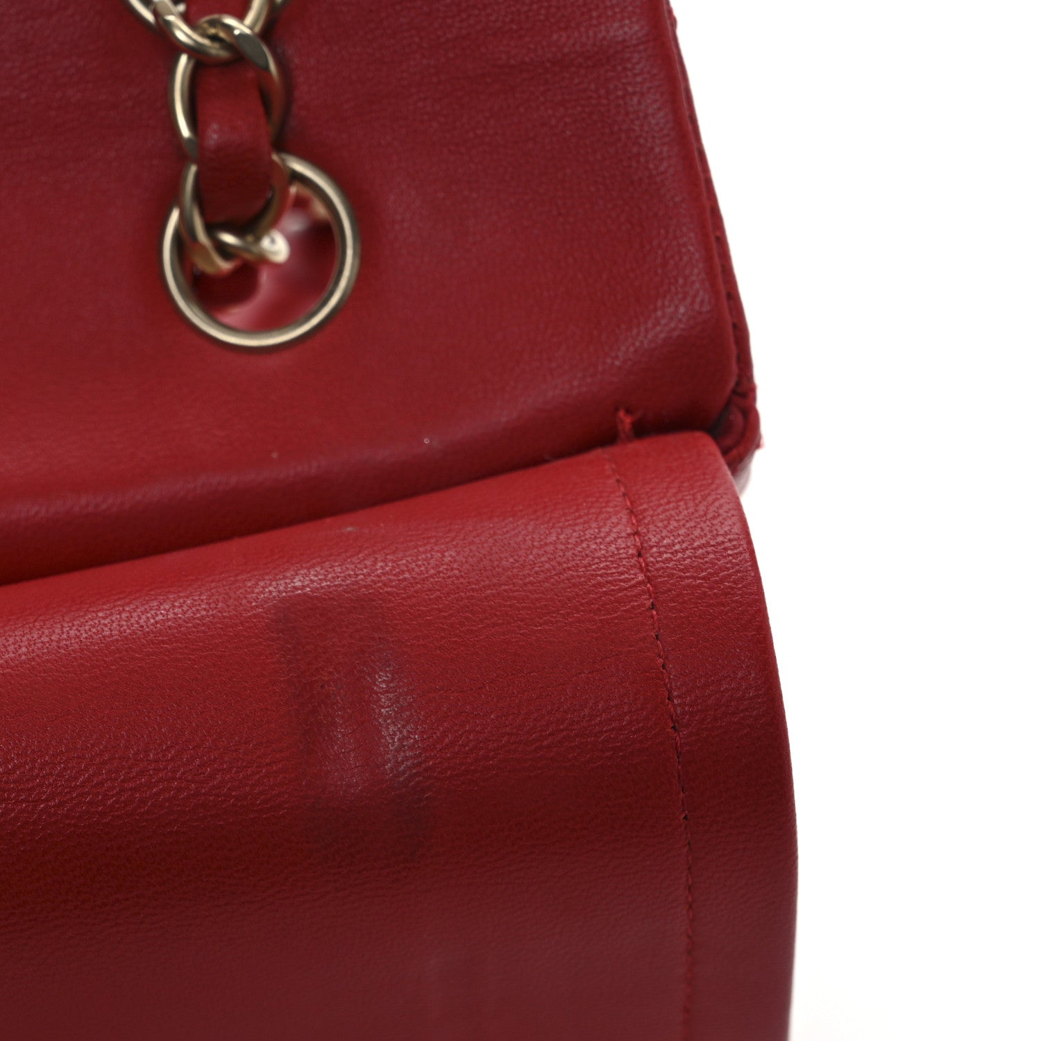 Lambskin Quilted Medium Double Flap Red