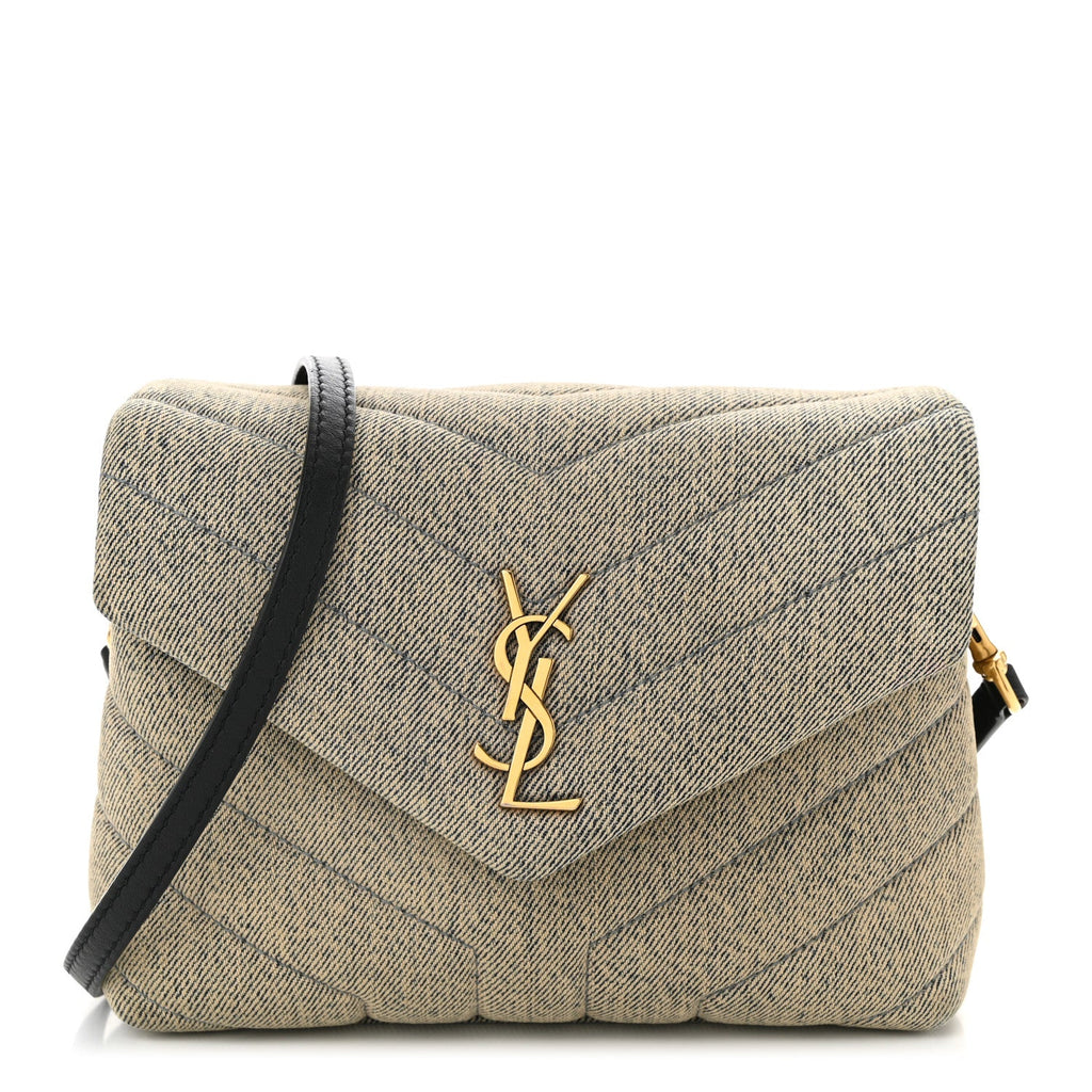 Denim Y Quilted Monogram Toy Loulou Crossbody Bag Grey
