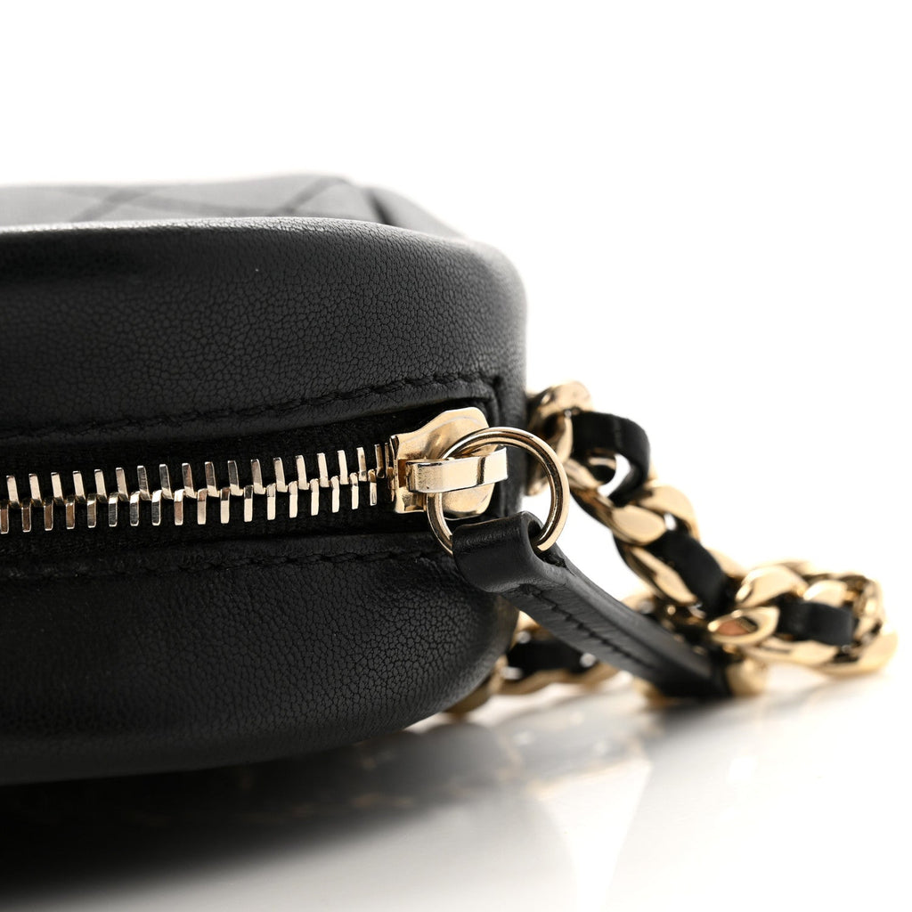 Goatskin Quilted Small Casual Trip Camera Case Black