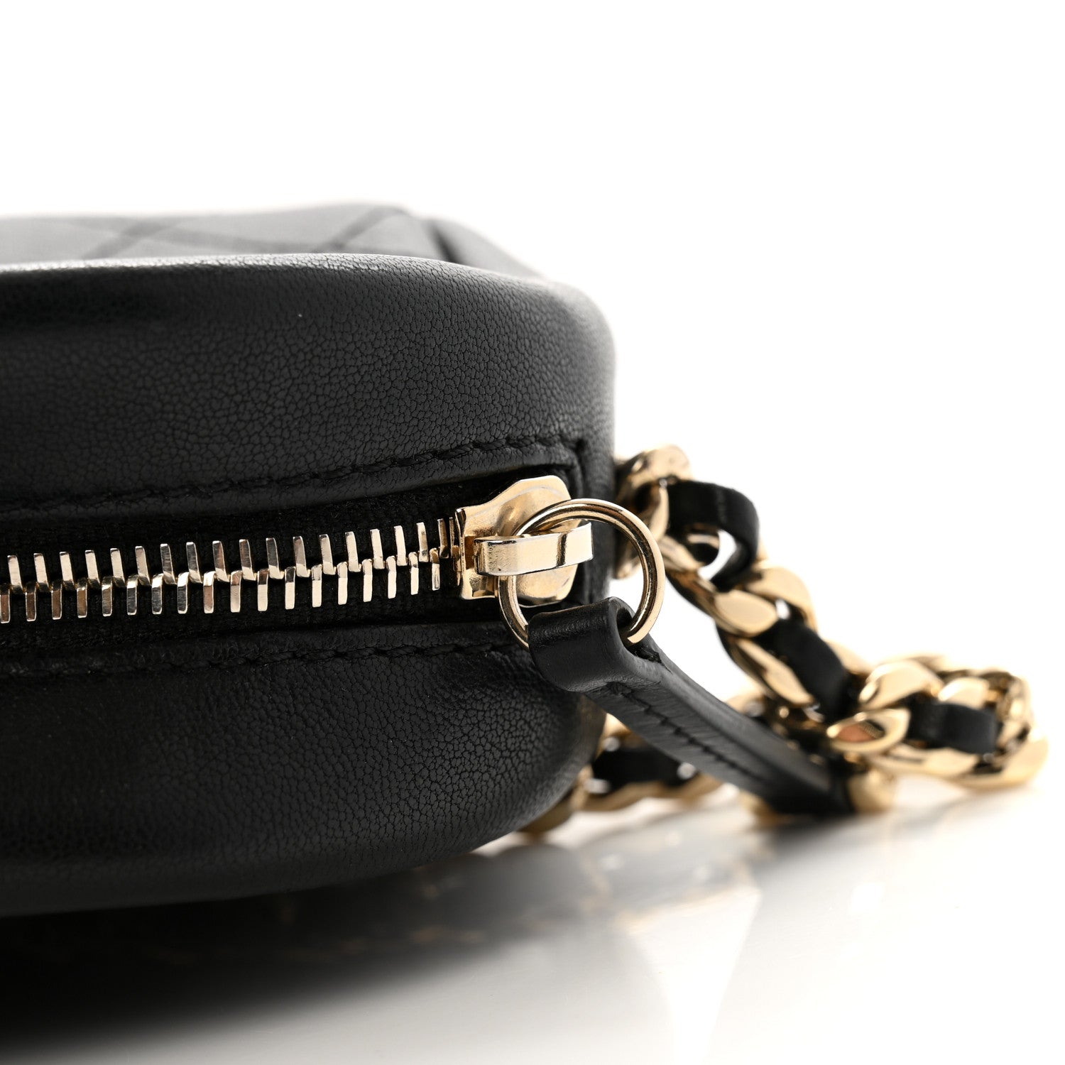 Goatskin Quilted Small Casual Trip Camera Case Black