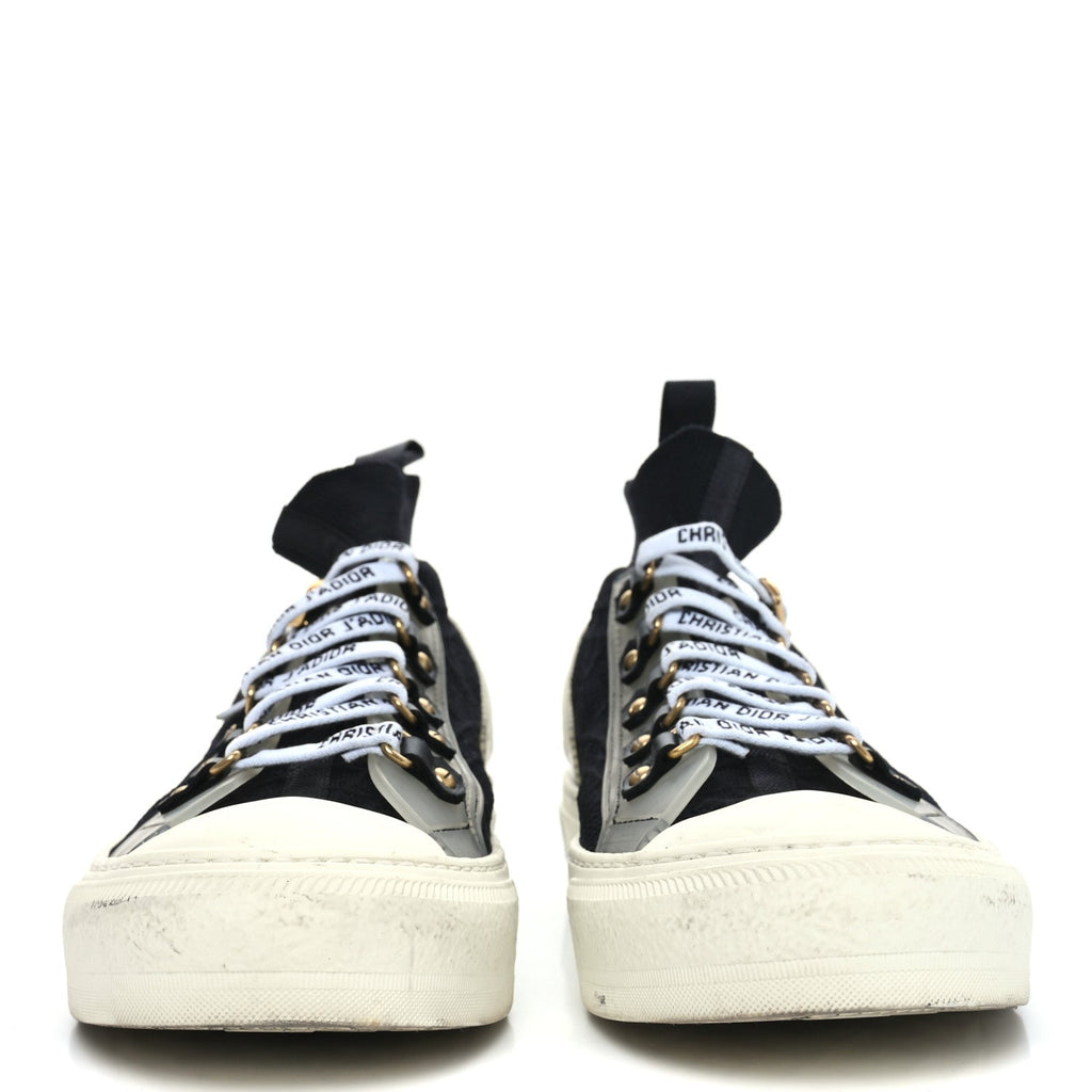 Technical Knit Calfskin Womens Walk'N'Dior High Top Sneakers 40 Black