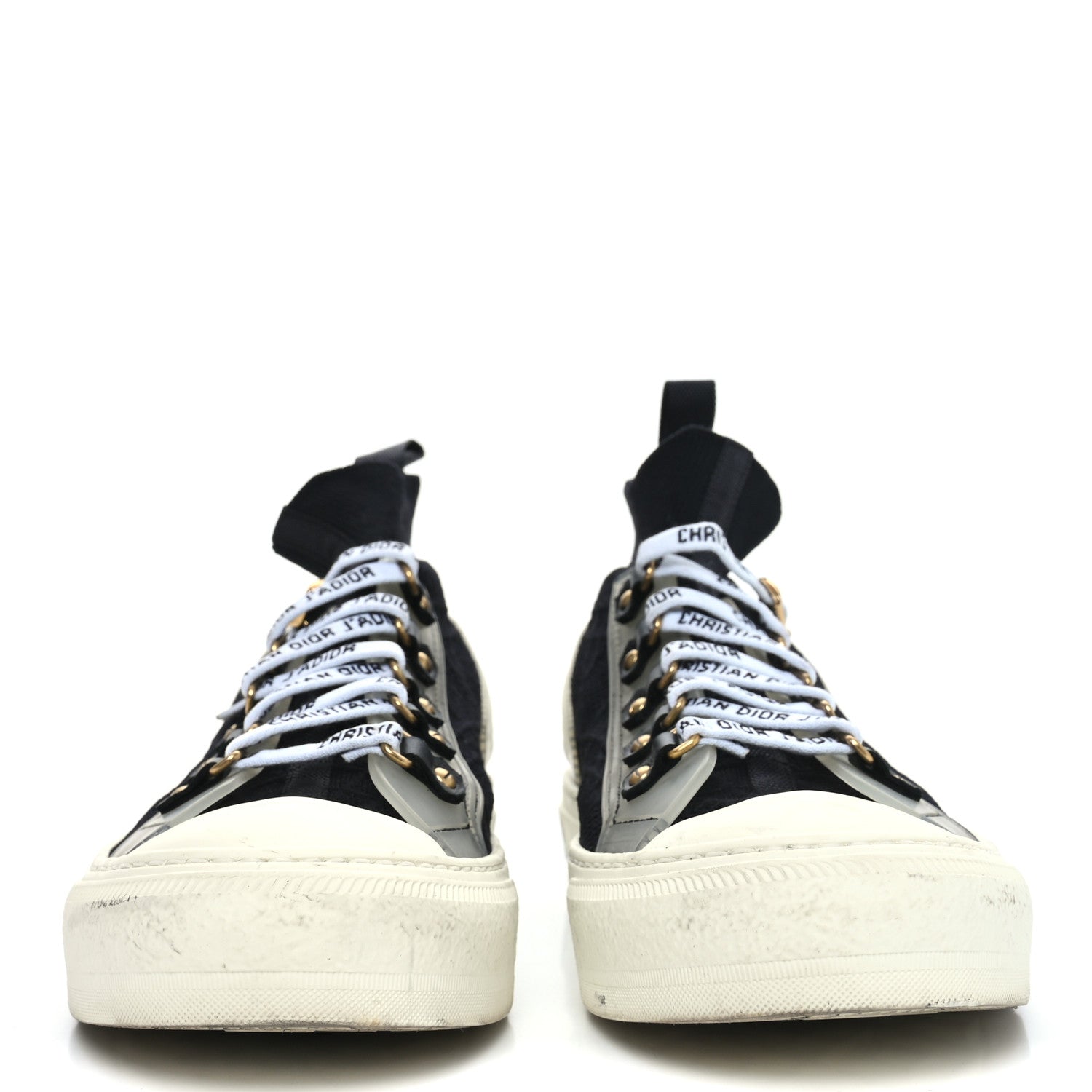 Technical Knit Calfskin Womens Walk'N'Dior High Top Sneakers 40 Black
