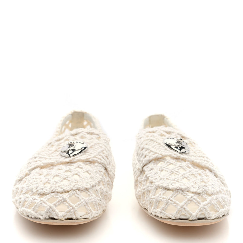 Cord Braided CC Mocassin Loafers 39.5 White