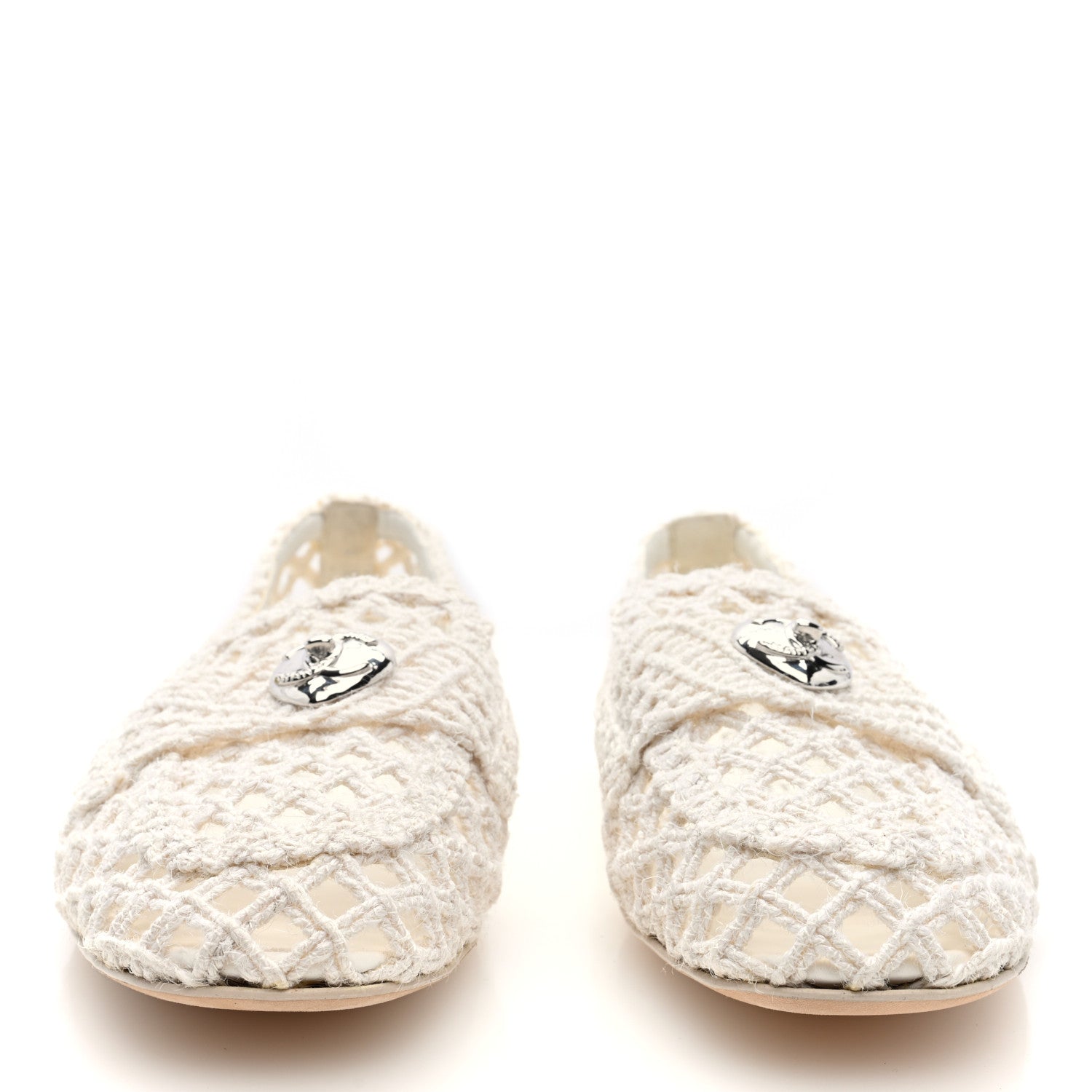 Cord Braided CC Mocassin Loafers 39.5 White