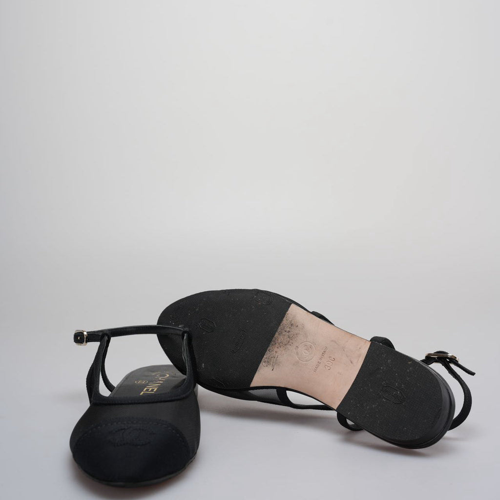 Chanel Slingback Sandals Size 39 in Black