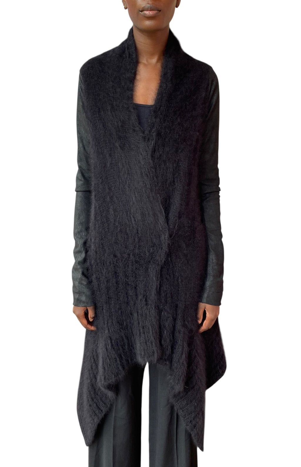 Rick Ownes Black Alpaca Wrap igan - L