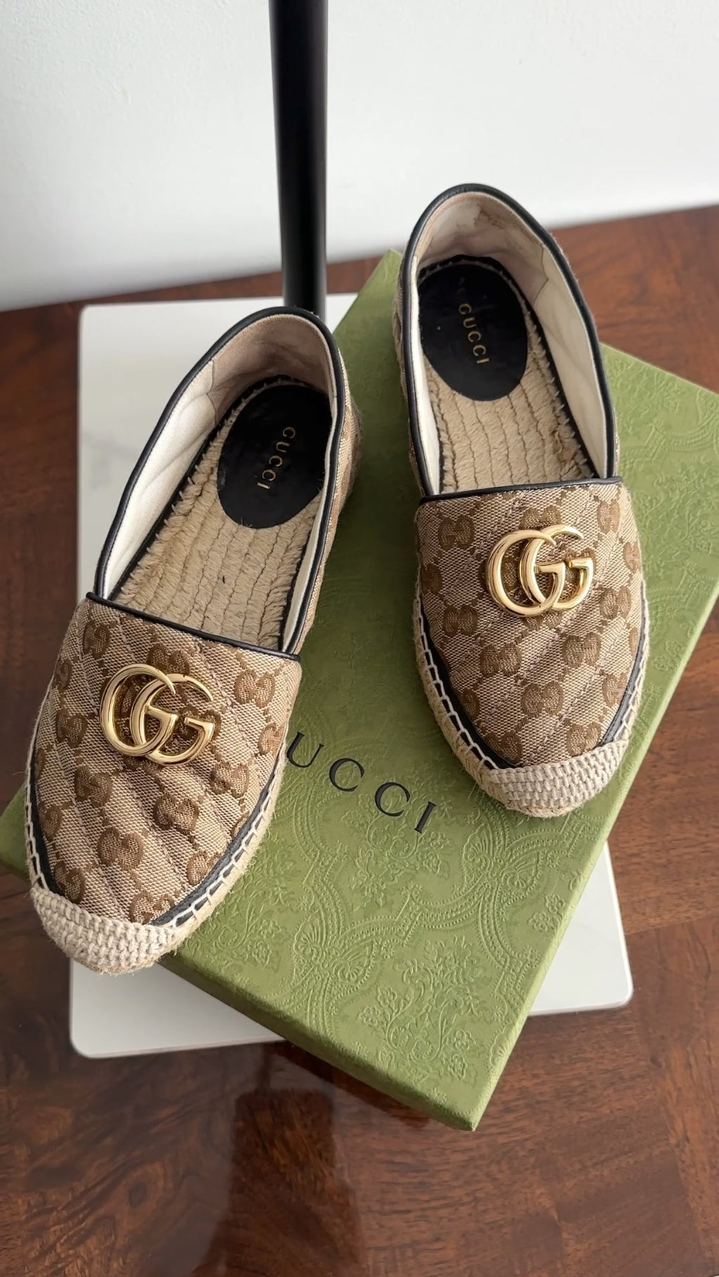 Gucci Brown Monogram Canvas GG Flat Espadrilles - 35.5 / 5